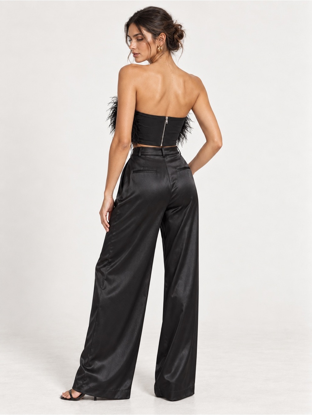 NWT 12th Tribe Black Feather Strapless Tube Top Size S - Picture 5 of 15